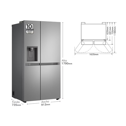 FRIGORIFICO LG GSLC41PYPE SBS 179CM INOX E